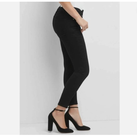 GAP Mid Rise True Skinny Ankle Jeans Black Rinse Size 26/2 RT$80 NWT Biker Moto - Picture 4 of 15
